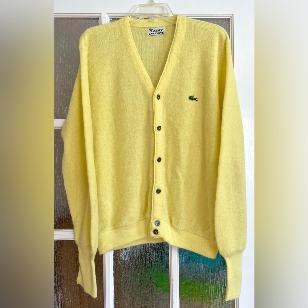 Vintage Lacoste Izod Yellow Button up Sweater